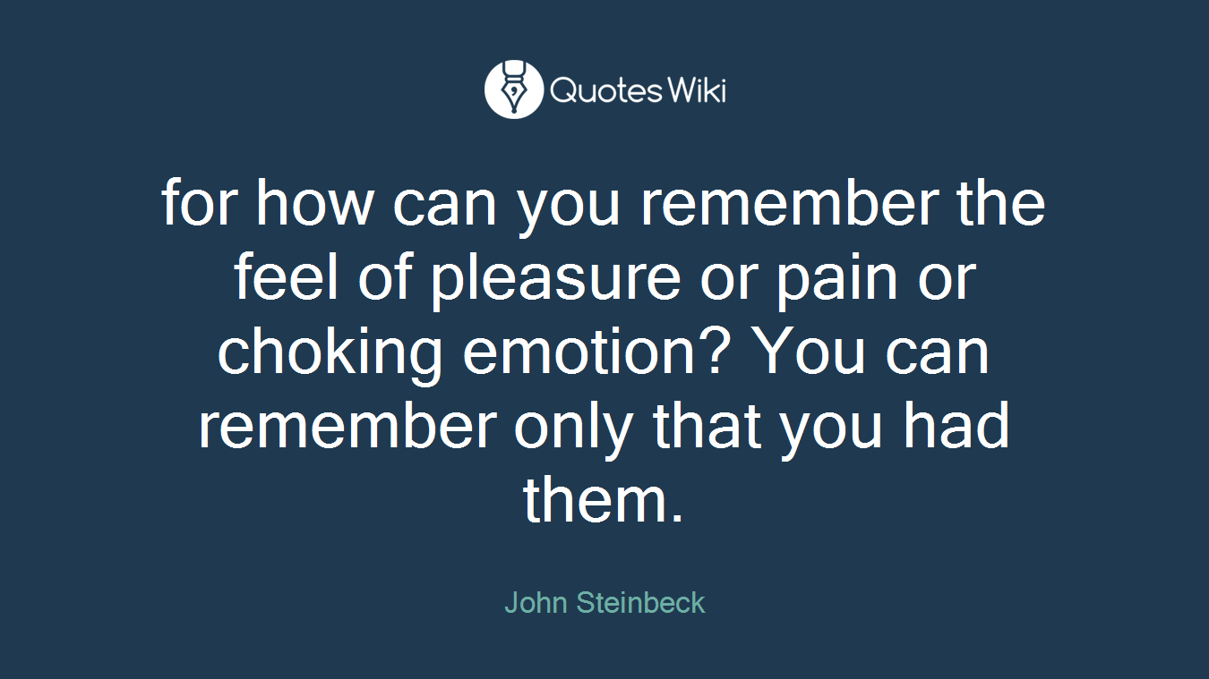 for how can you remember the feel of pleasure or pain or choking emotion? You can remember only that you had them.