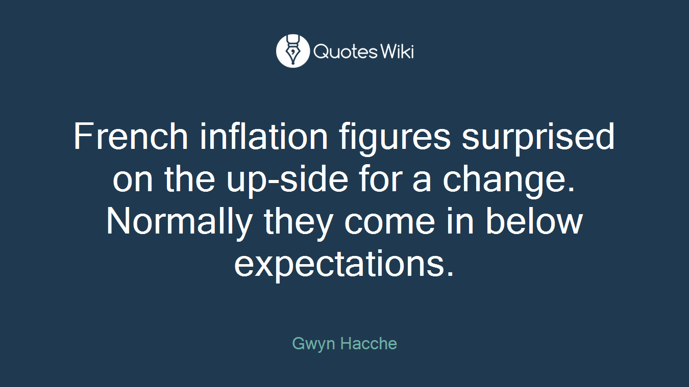 French inflation figures surprised on the up-side for a change. Normally they come in below expectations.