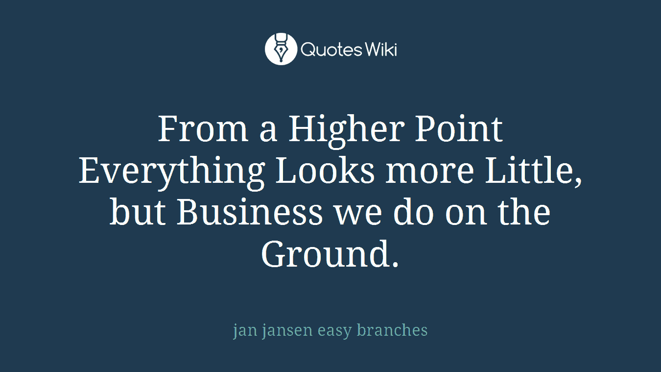 From a Higher Point Everything Looks more Little, but Business we do on the Ground.