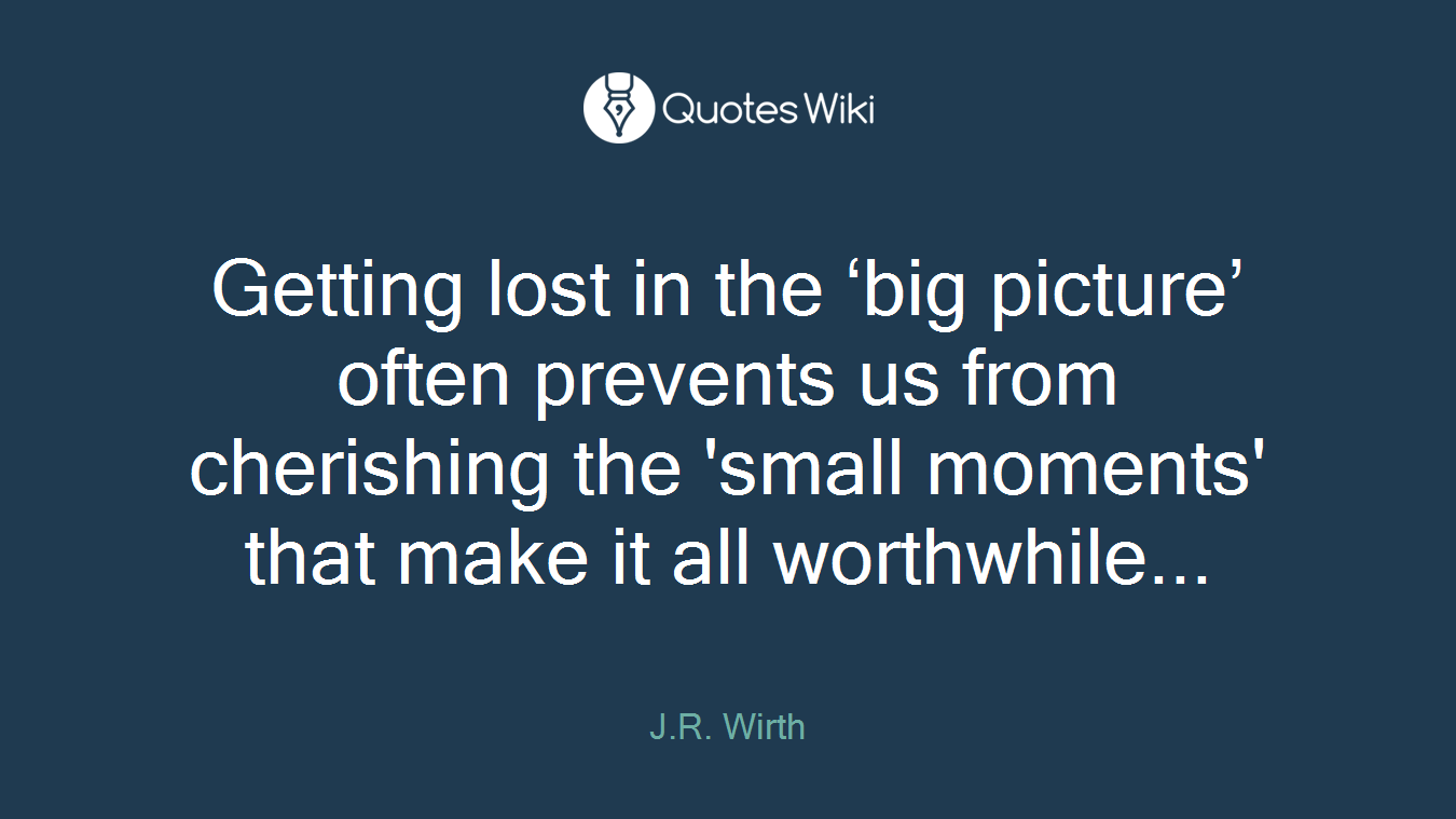 Getting lost in the ‘big picture’ often prevents us from cherishing the 'small moments' that make it all worthwhile...
