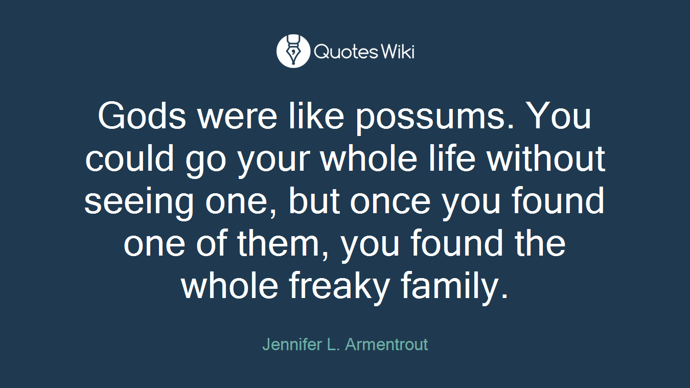 Gods were like possums. You could go your whole life without seeing one, but once you found one of them, you found the whole freaky family.