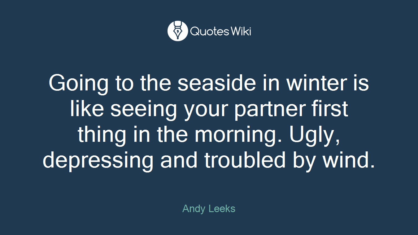 Going to the seaside in winter is like seeing your partner first thing in the morning. Ugly, depressing and troubled by wind.
