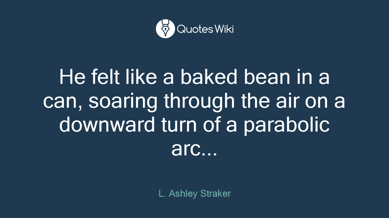 He felt like a baked bean in a can, soaring through the air on a downward turn of a parabolic arc...