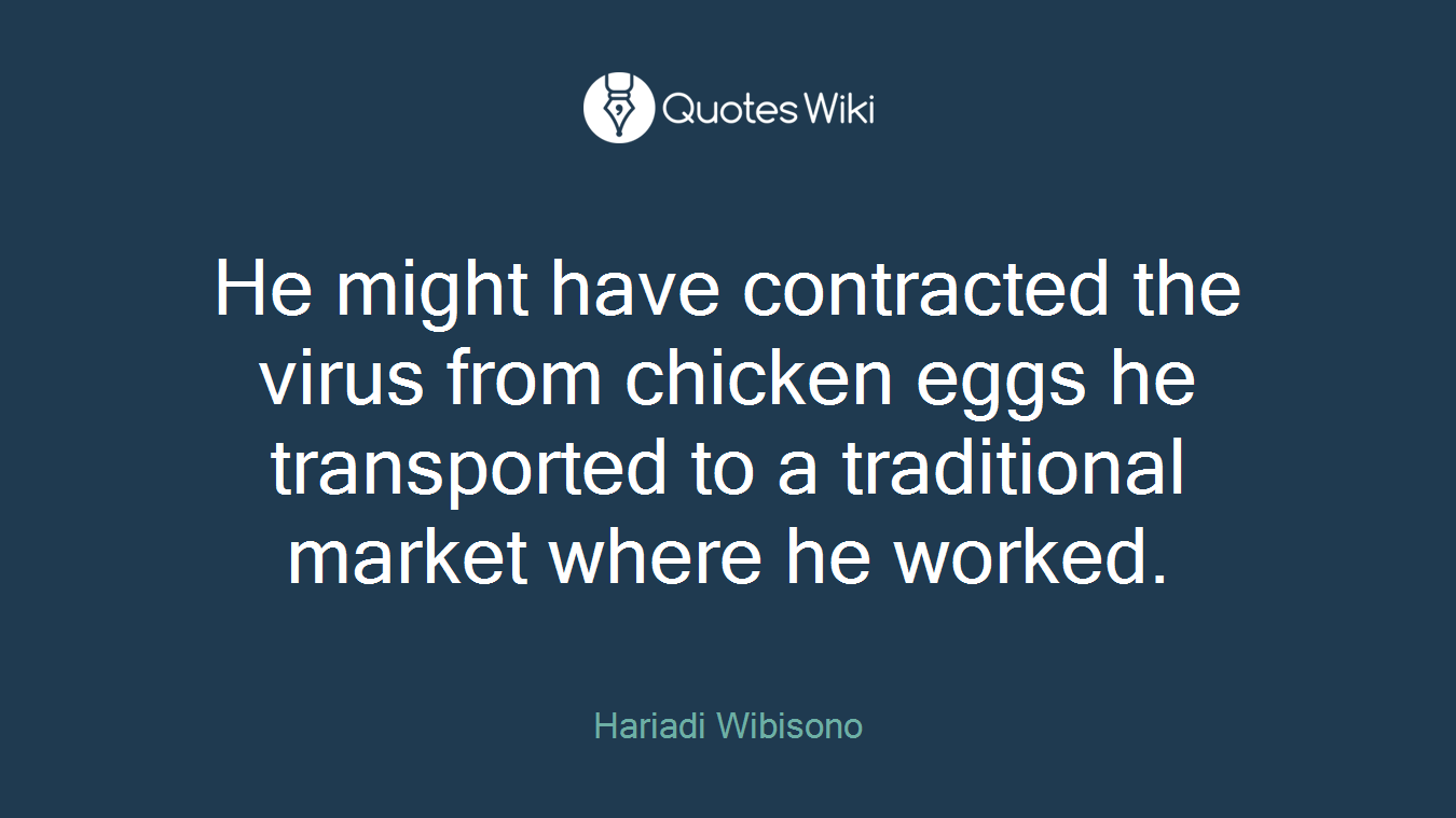 He might have contracted the virus from chicken eggs he transported to a traditional market where he worked.