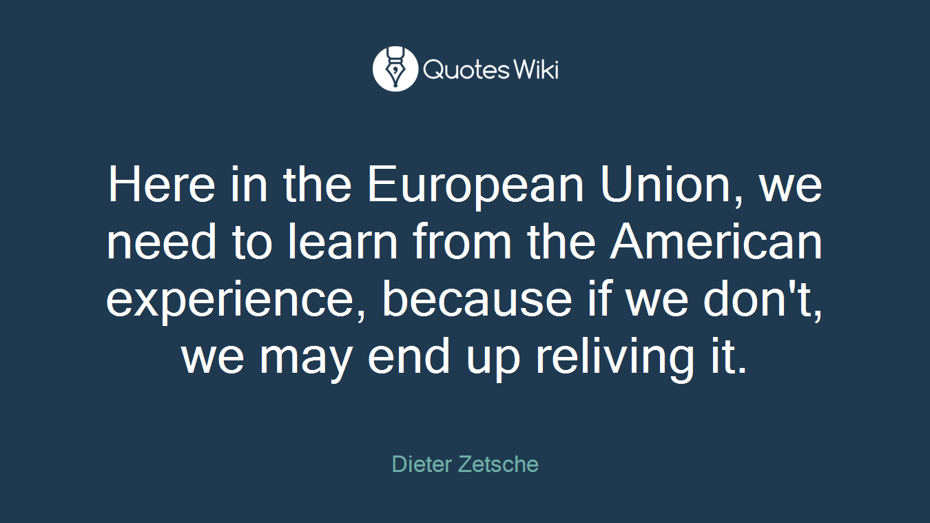 Here in the European Union, we need to learn from the American experience, because if we don't, we may end up reliving it.