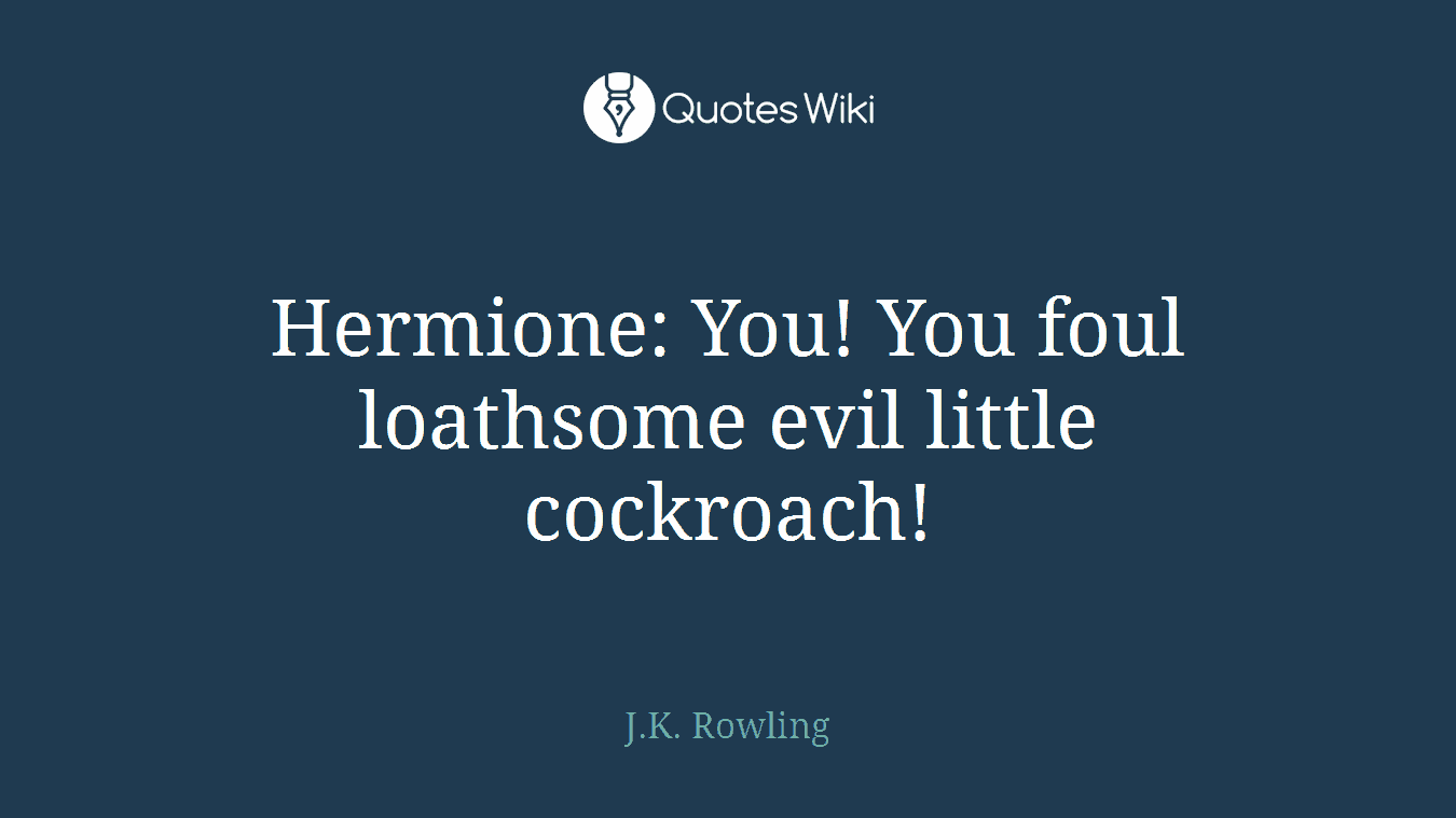 Hermione: You! You foul loathsome evil little cockroach!