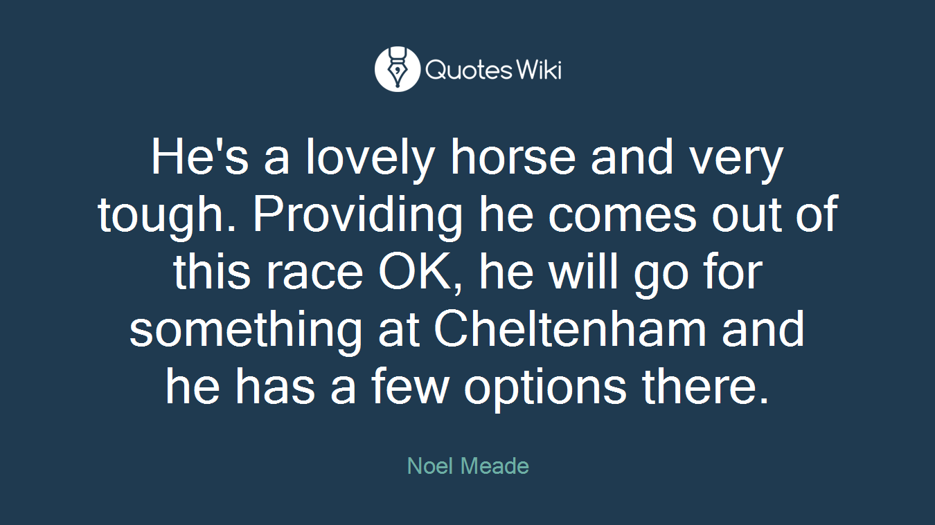 He's a lovely horse and very tough. Providing he comes out of this race OK, he will go for something at Cheltenham and he has a few options there.