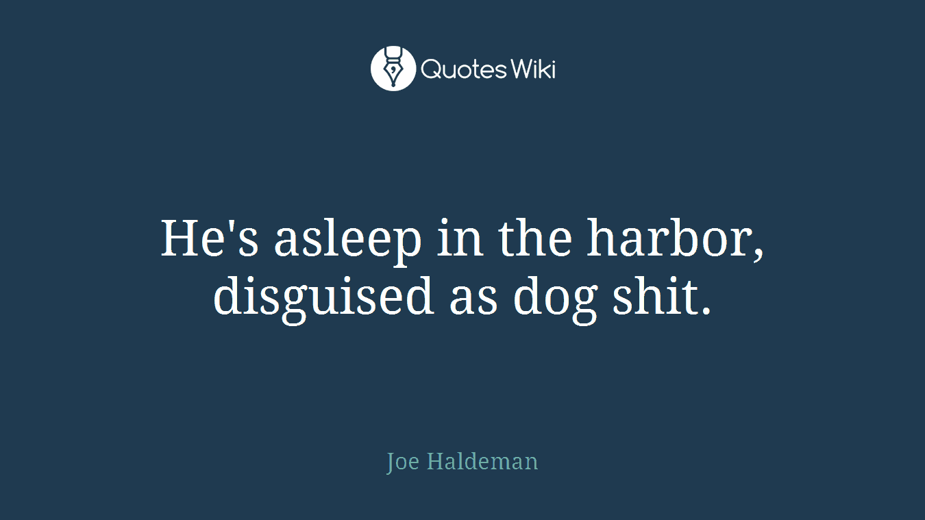 He's asleep in the harbor, disguised as dog shit.