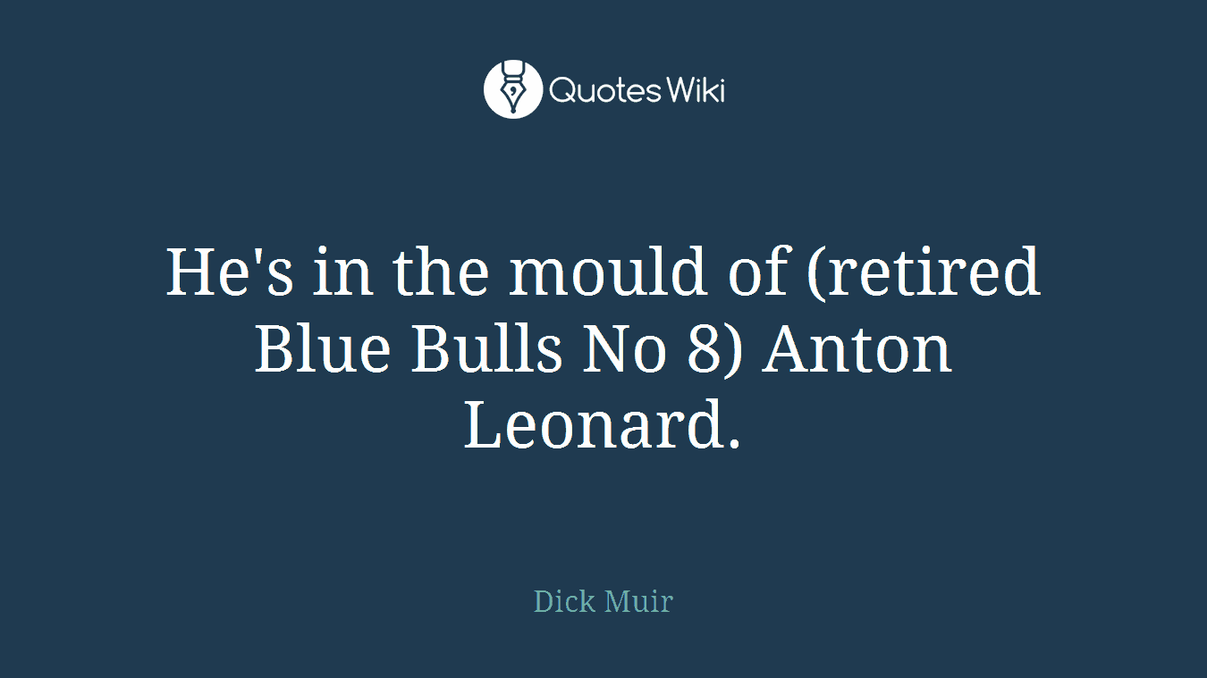 He's in the mould of (retired Blue Bulls No 8) Anton Leonard.