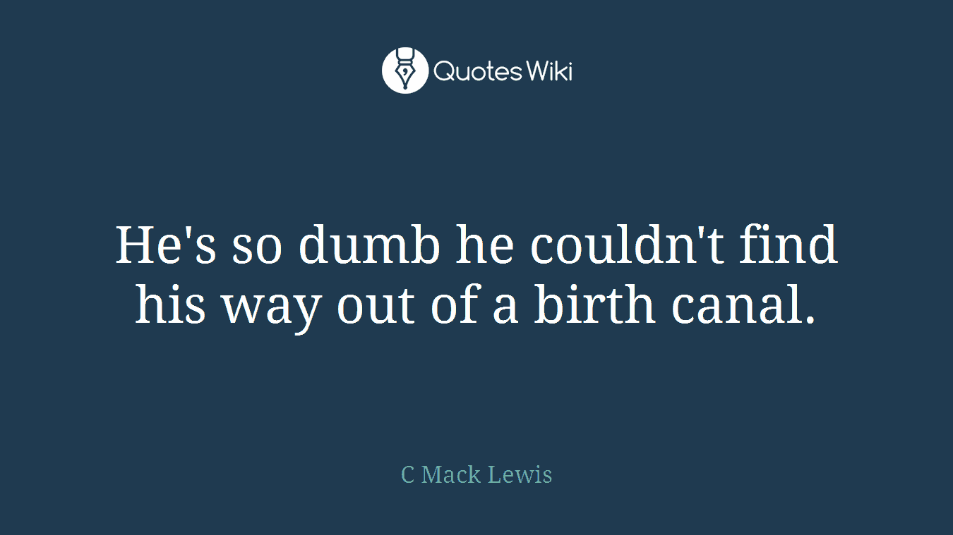 He's so dumb he couldn't find his way out of a birth canal.