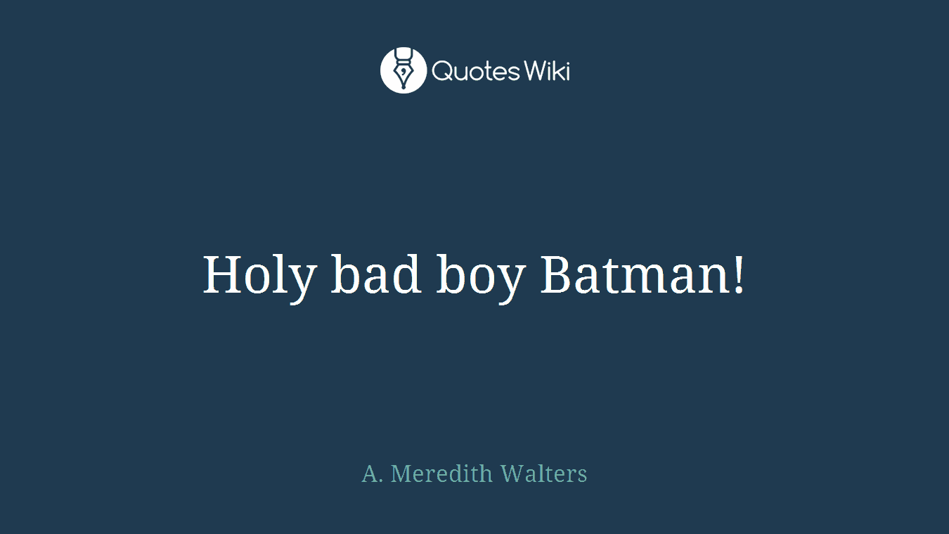 Holy bad boy Batman!