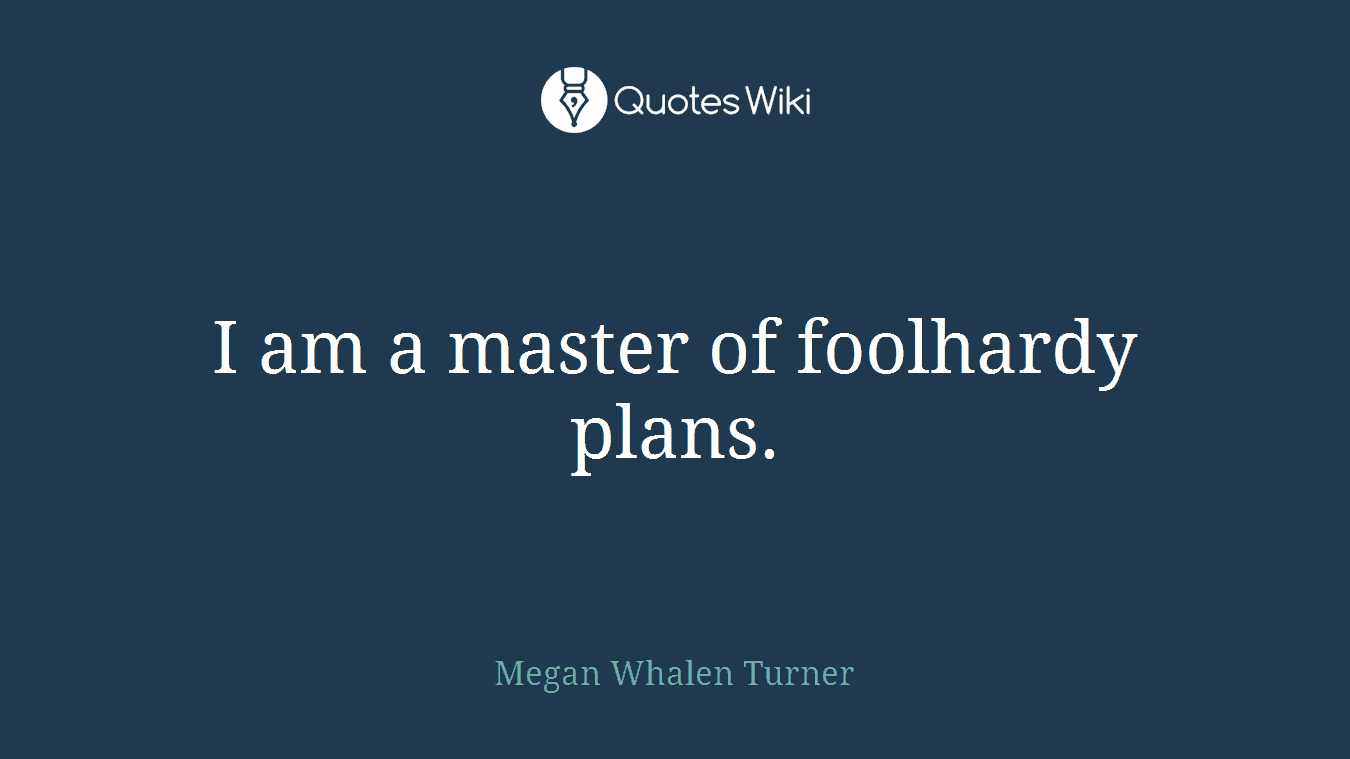 I am a master of foolhardy plans.