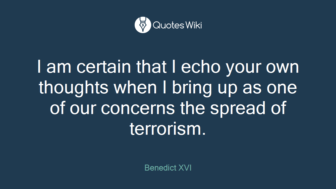 I am certain that I echo your own thoughts when I bring up as one of our concerns the spread of terrorism.