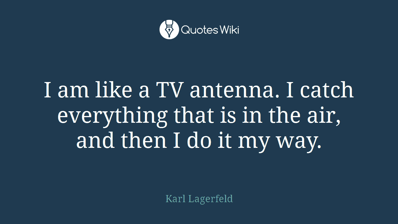 I am like a TV antenna. I catch everything that is in the air, and then I do it my way.