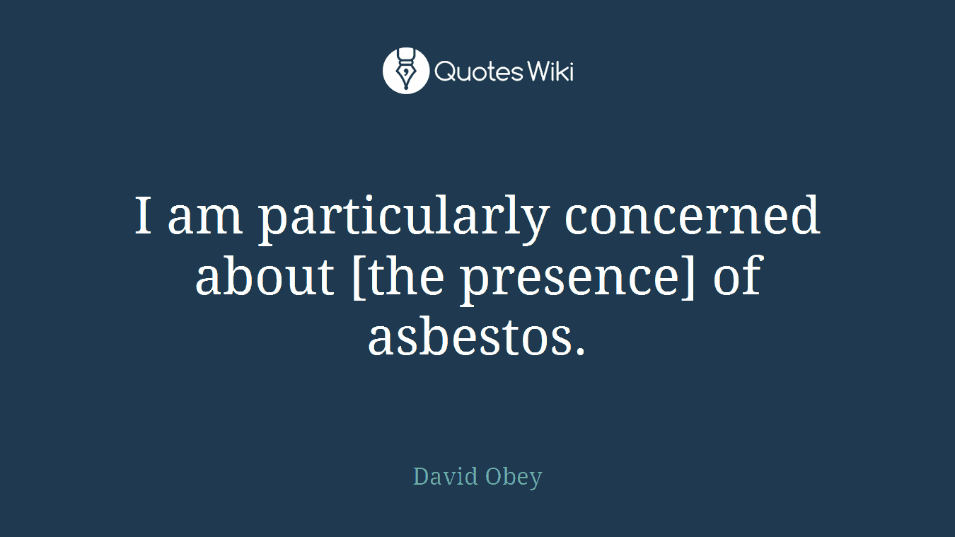 I am particularly concerned about [the presence] of asbestos.