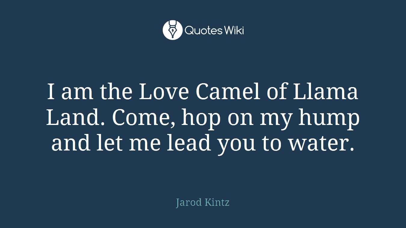 I am the Love Camel of Llama Land. Come, hop on my hump and let me lead you to water.