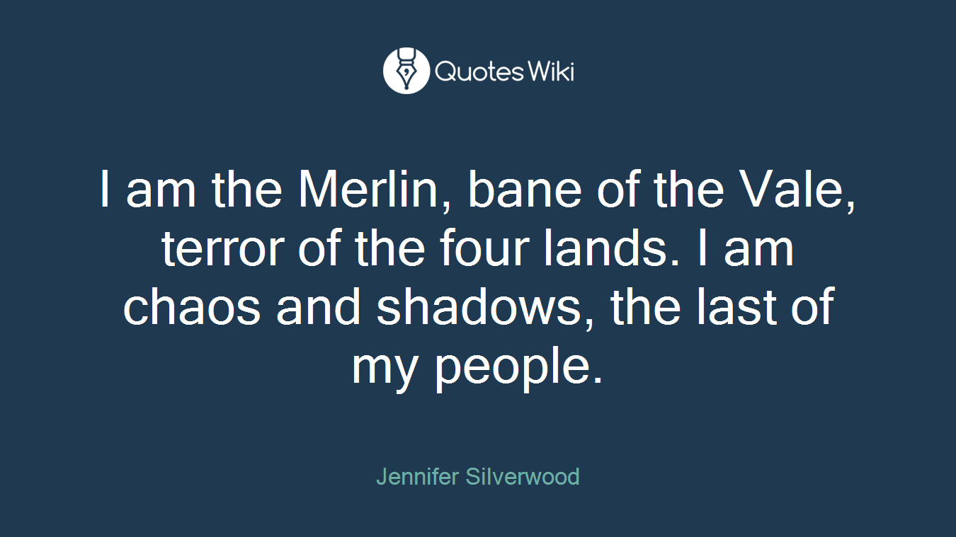 I am the Merlin, bane of the Vale, terror of the four lands. I am chaos and shadows, the last of my people.