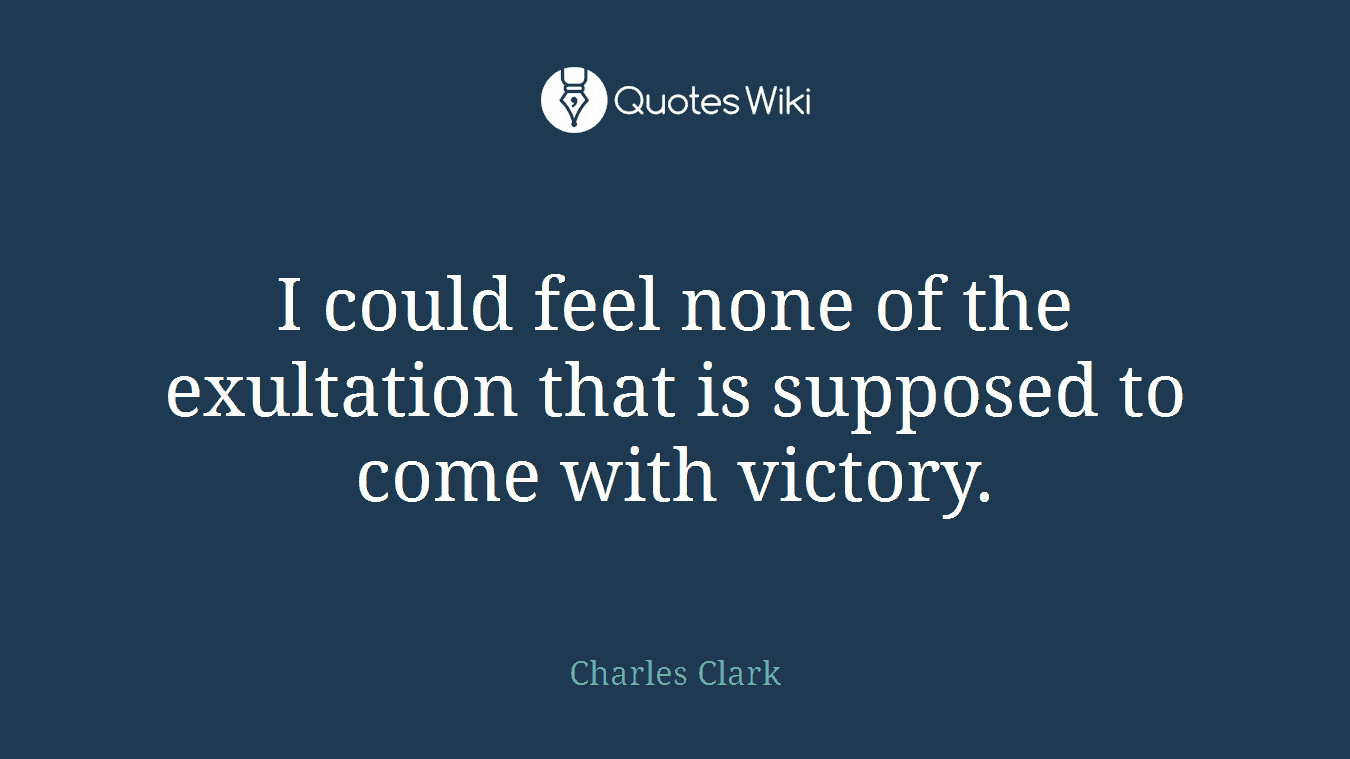 I could feel none of the exultation that is supposed to come with victory.