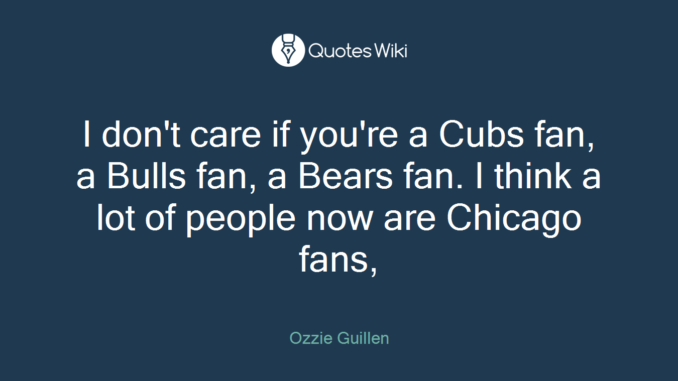 I don't care if you're a Cubs fan, a Bulls fan, a Bears fan. I think a lot of people now are Chicago fans,