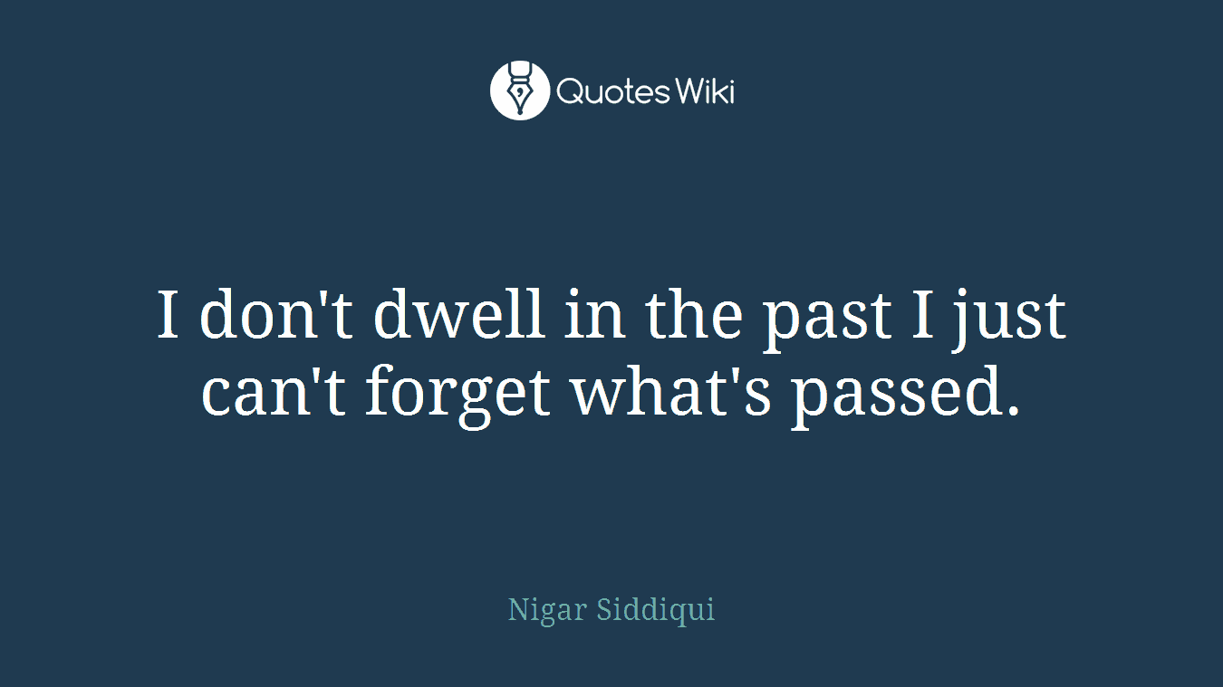 I don't dwell in the past I just can't forget what's passed.
