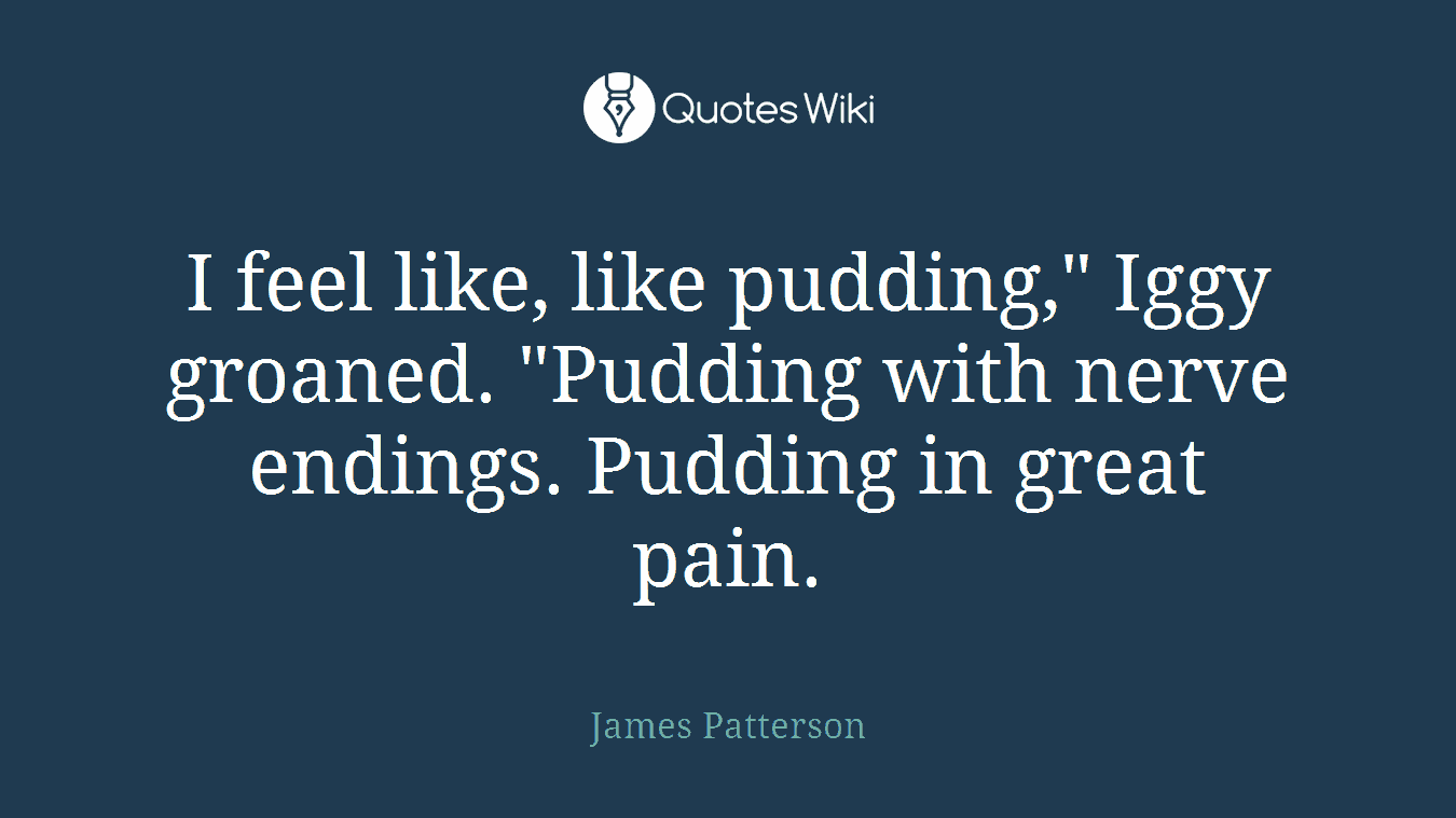 I feel like, like pudding," Iggy groaned. "Pudding with nerve endings. Pudding in great pain.
