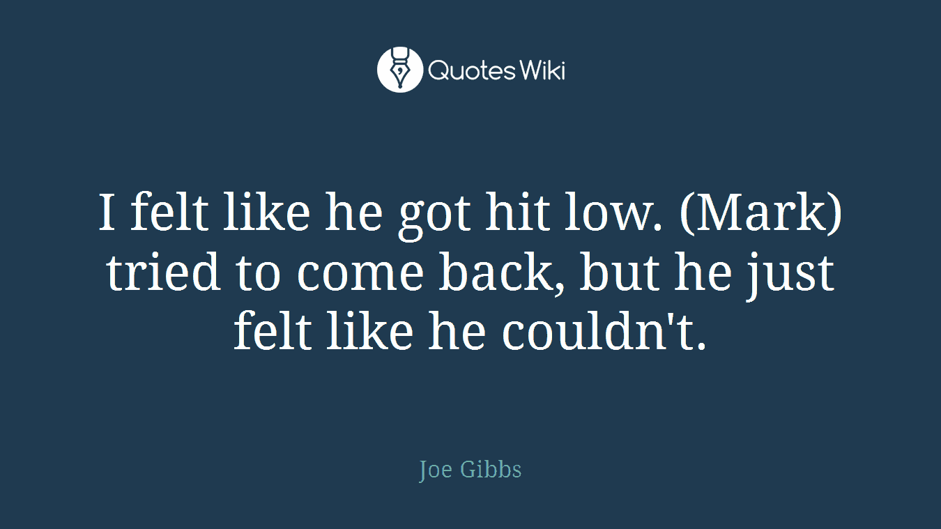 I felt like he got hit low. (Mark) tried to come back, but he just felt like he couldn't.