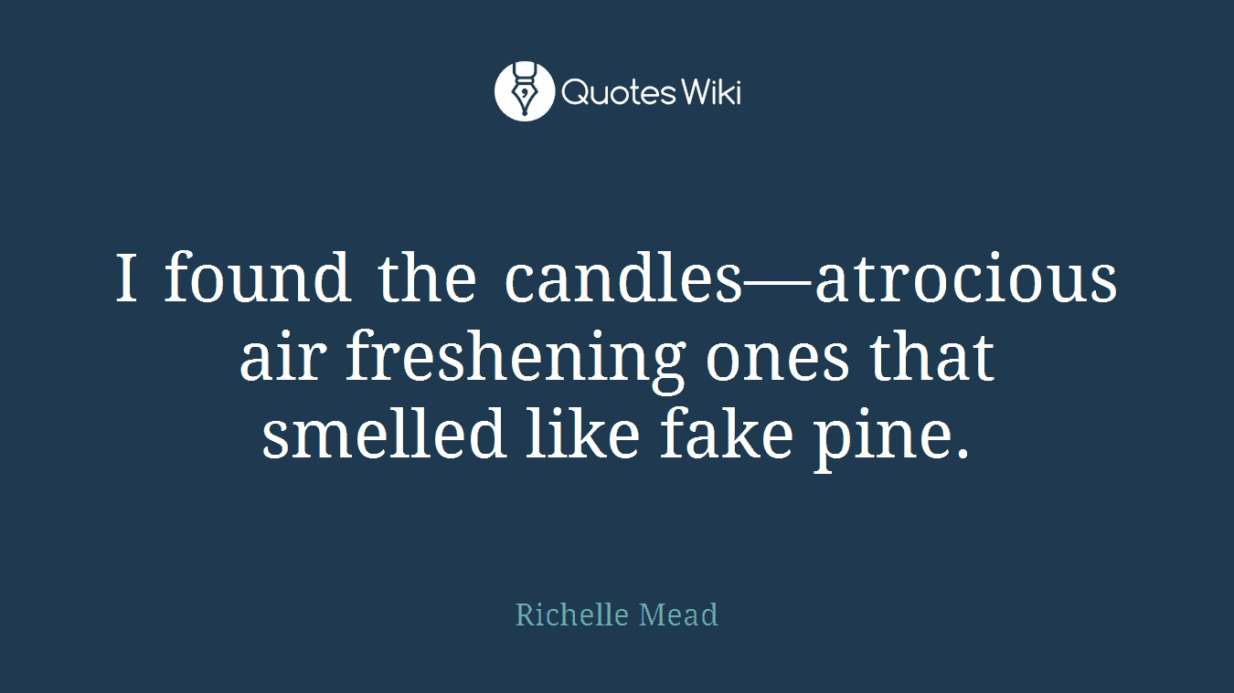 I found the candles—atrocious air freshening ones that smelled like fake pine.
