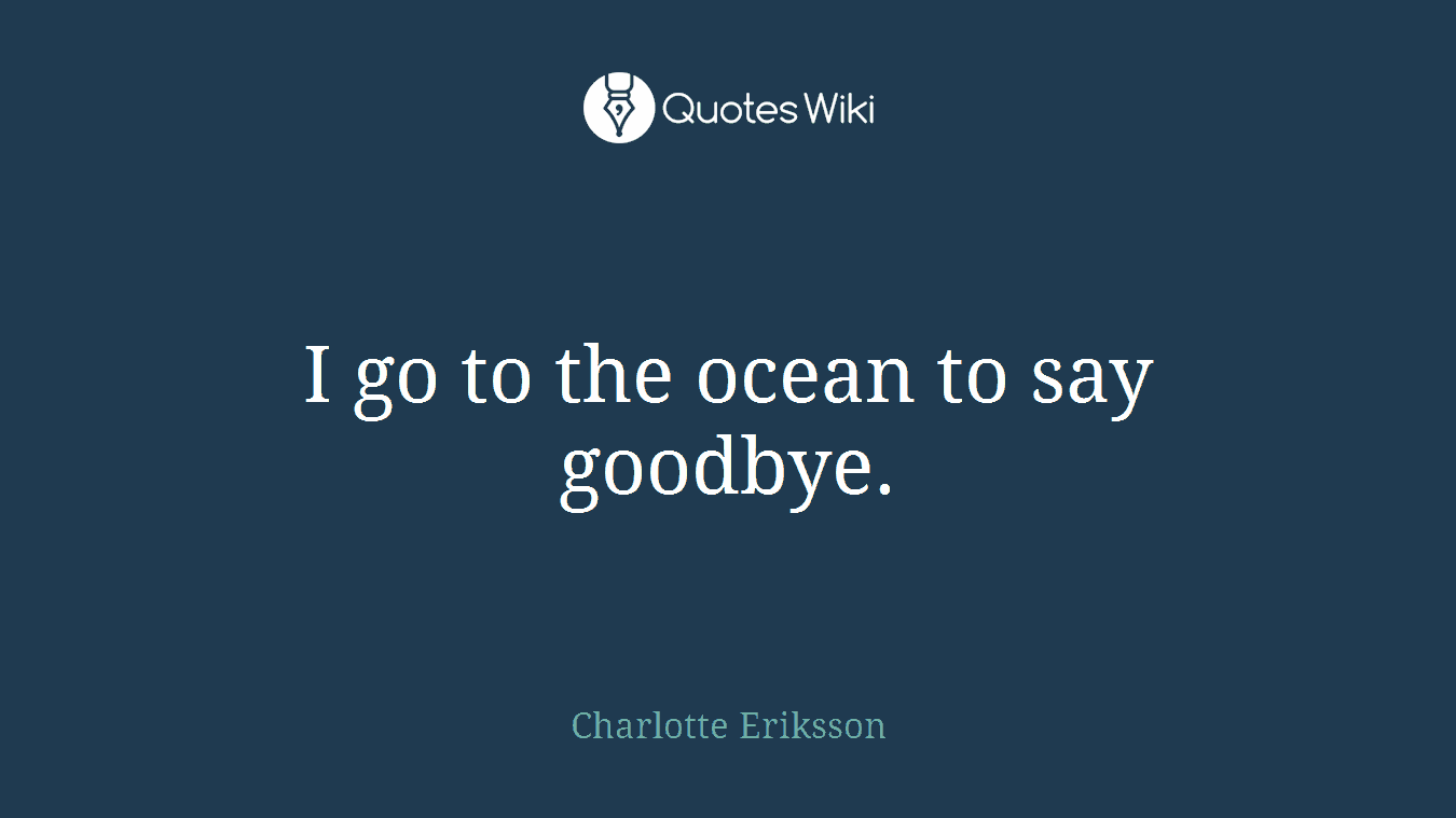 I go to the ocean to say goodbye.