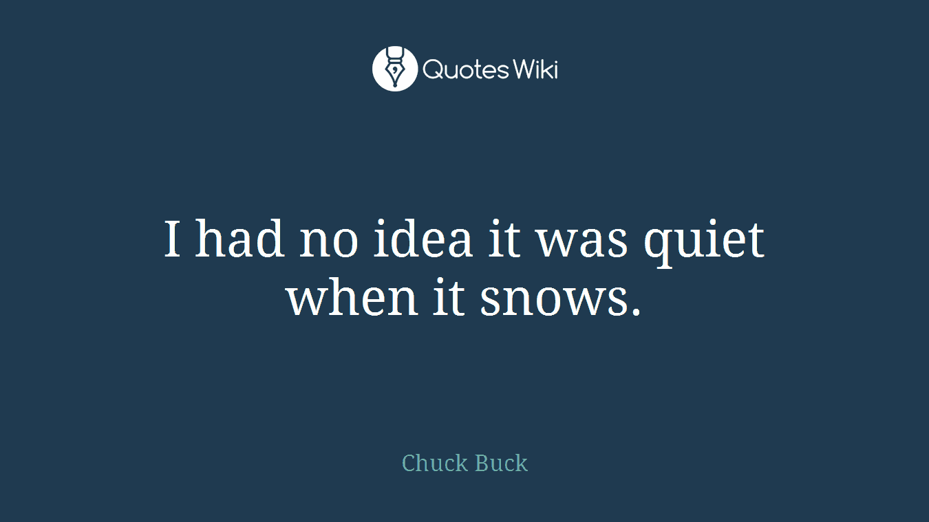 I had no idea it was quiet when it snows.