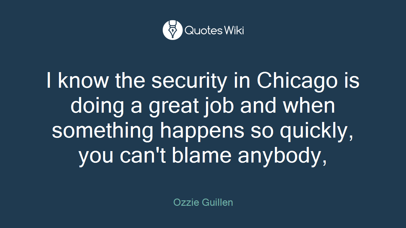 I know the security in Chicago is doing a great job and when something happens so quickly, you can't blame anybody,