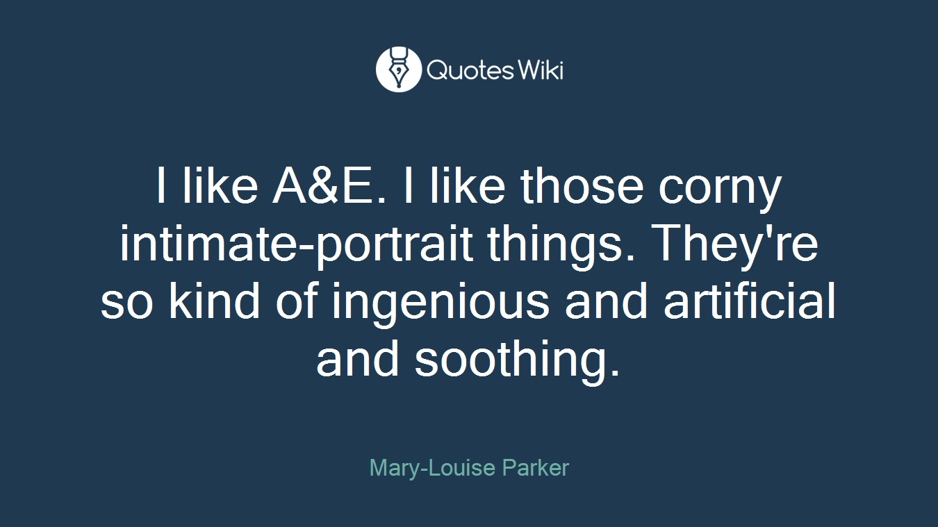 I like A&E. I like those corny intimate-portrait things. They're so kind of ingenious and artificial and soothing.
