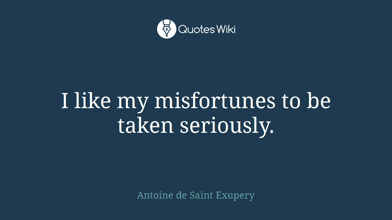 I like my misfortunes to be taken seriously.