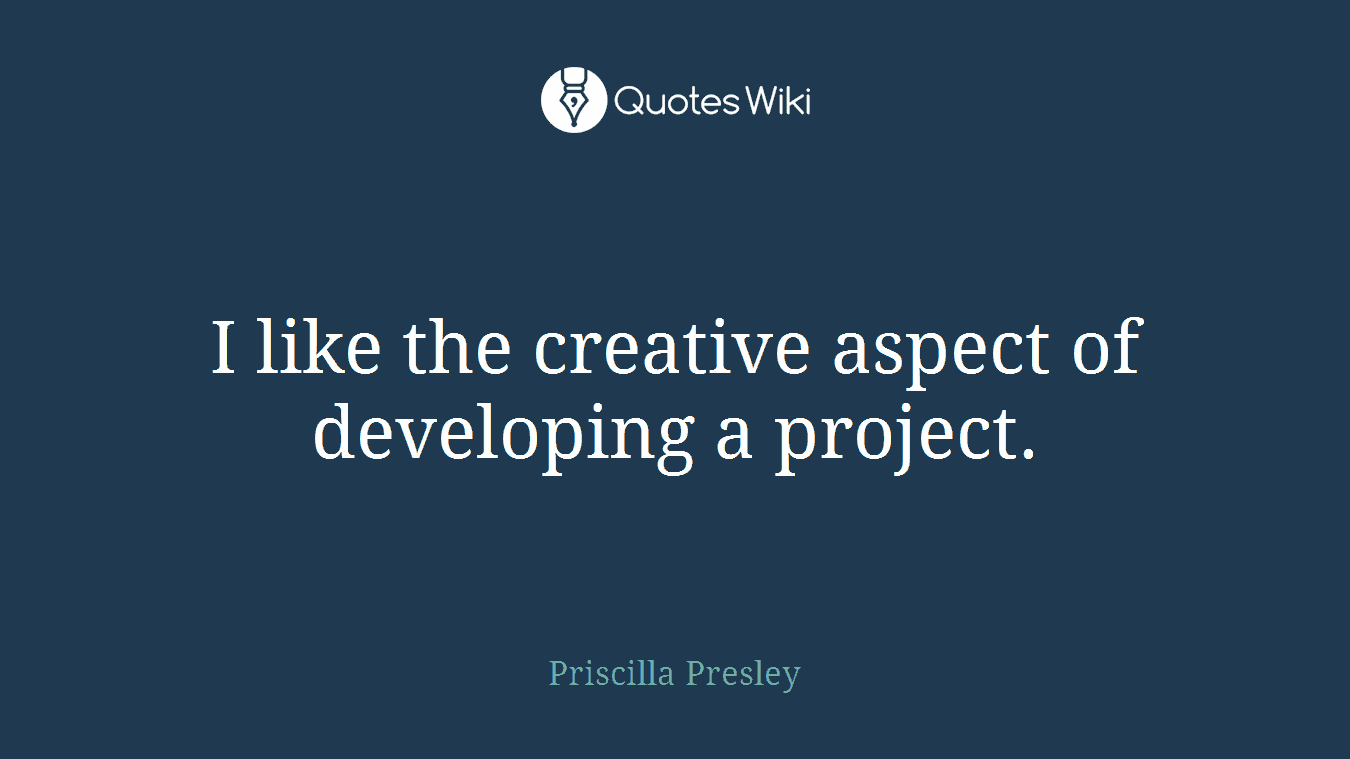 I like the creative aspect of developing a project.