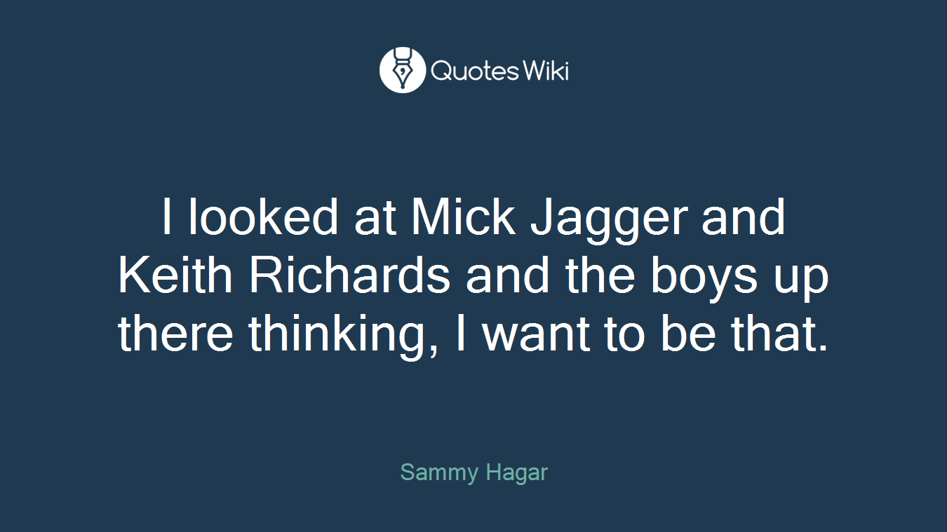 I looked at Mick Jagger and Keith Richards and the boys up there thinking, I want to be that.