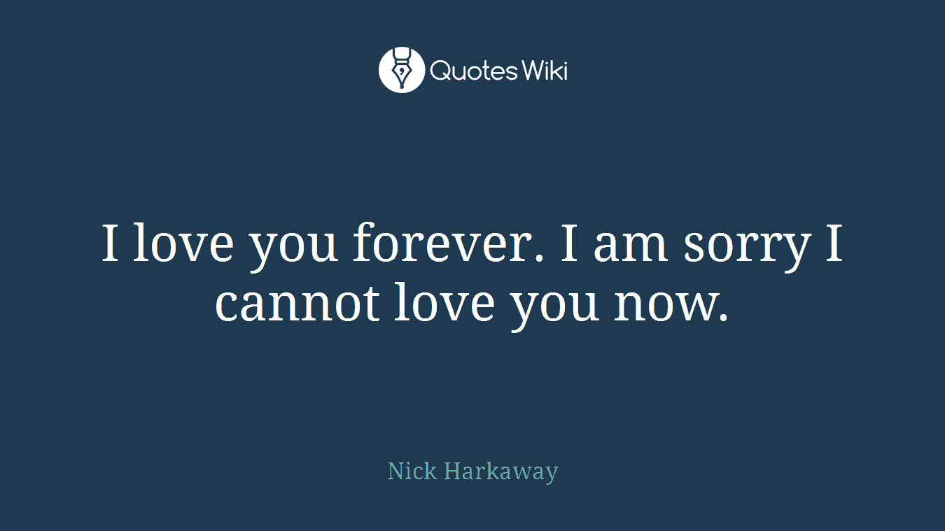 I love you forever. I am sorry I cannot love you now.