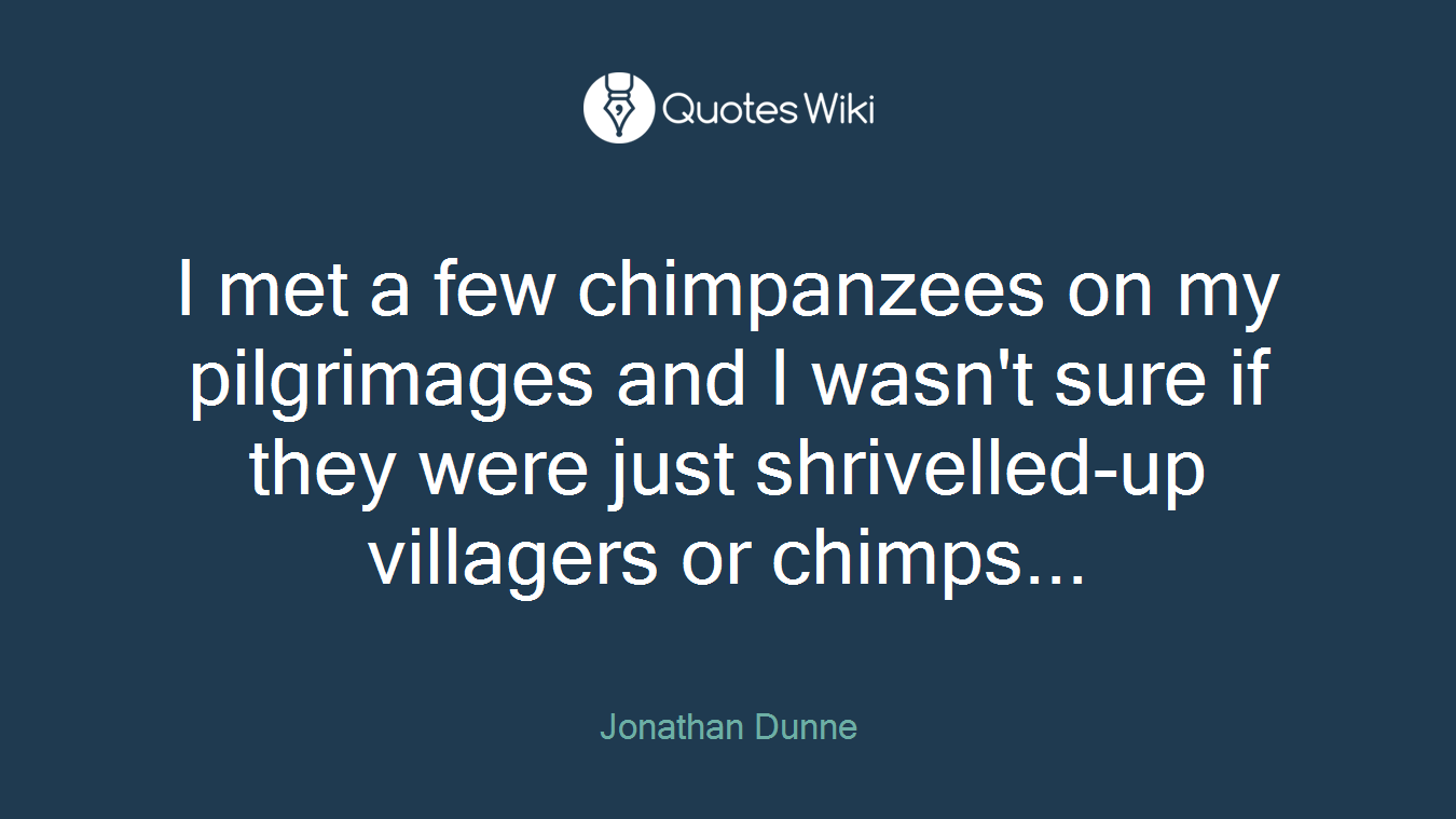 I met a few chimpanzees on my pilgrimages and I wasn't sure if they were just shrivelled-up villagers or chimps...