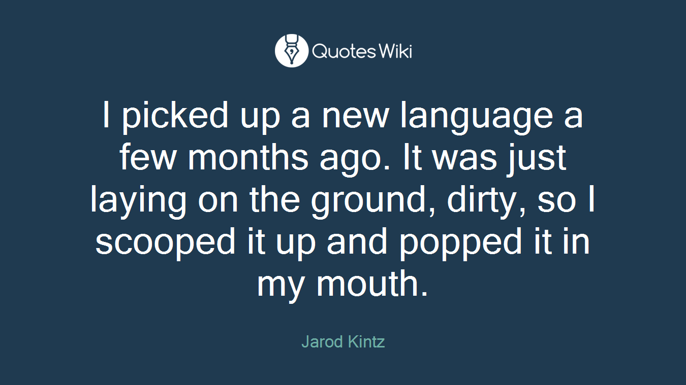 I picked up a new language a few months ago. It was just laying on the ground, dirty, so I scooped it up and popped it in my mouth.