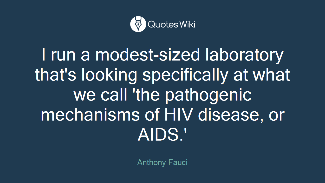 I run a modest-sized laboratory that's looking specifically at what we call 'the pathogenic mechanisms of HIV disease, or AIDS.'