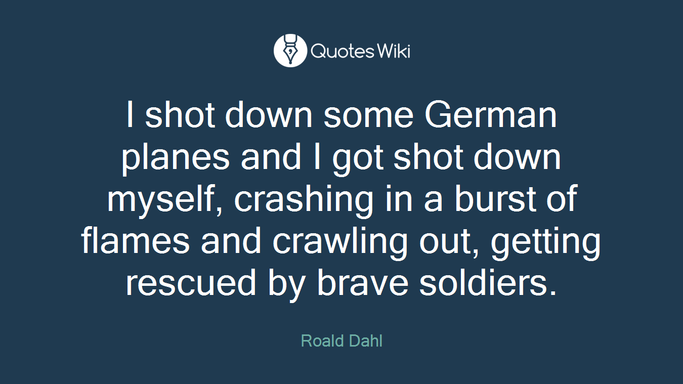 I shot down some German planes and I got shot down myself, crashing in a burst of flames and crawling out, getting rescued by brave soldiers.