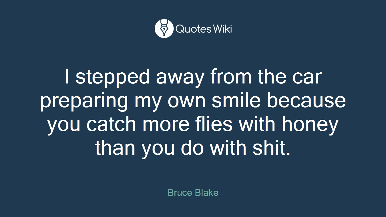 I stepped away from the car preparing my own smile because you catch more flies with honey than you do with shit.