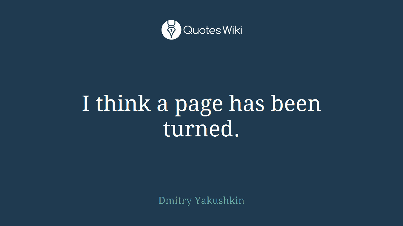 I think a page has been turned.