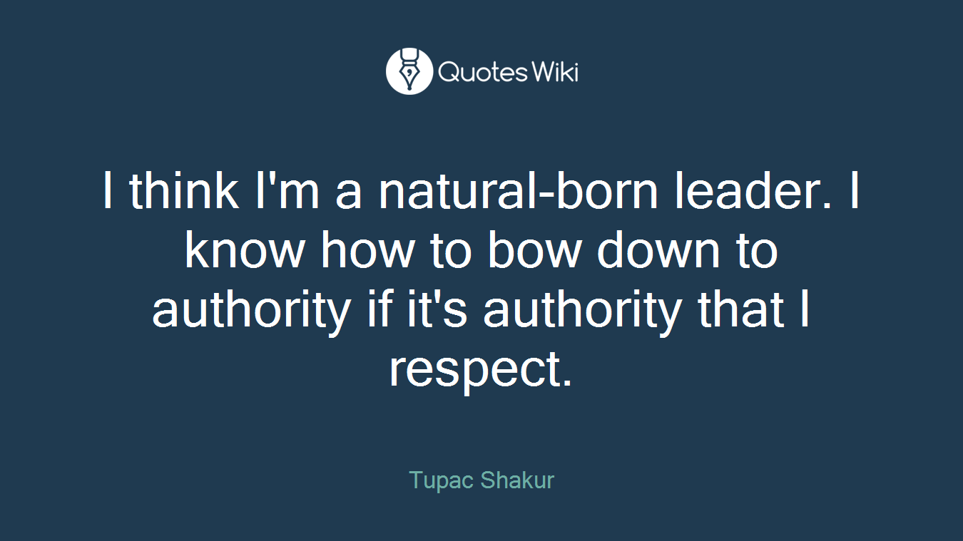 I think I'm a natural-born leader. I know how to bow down to authority if it's authority that I respect.