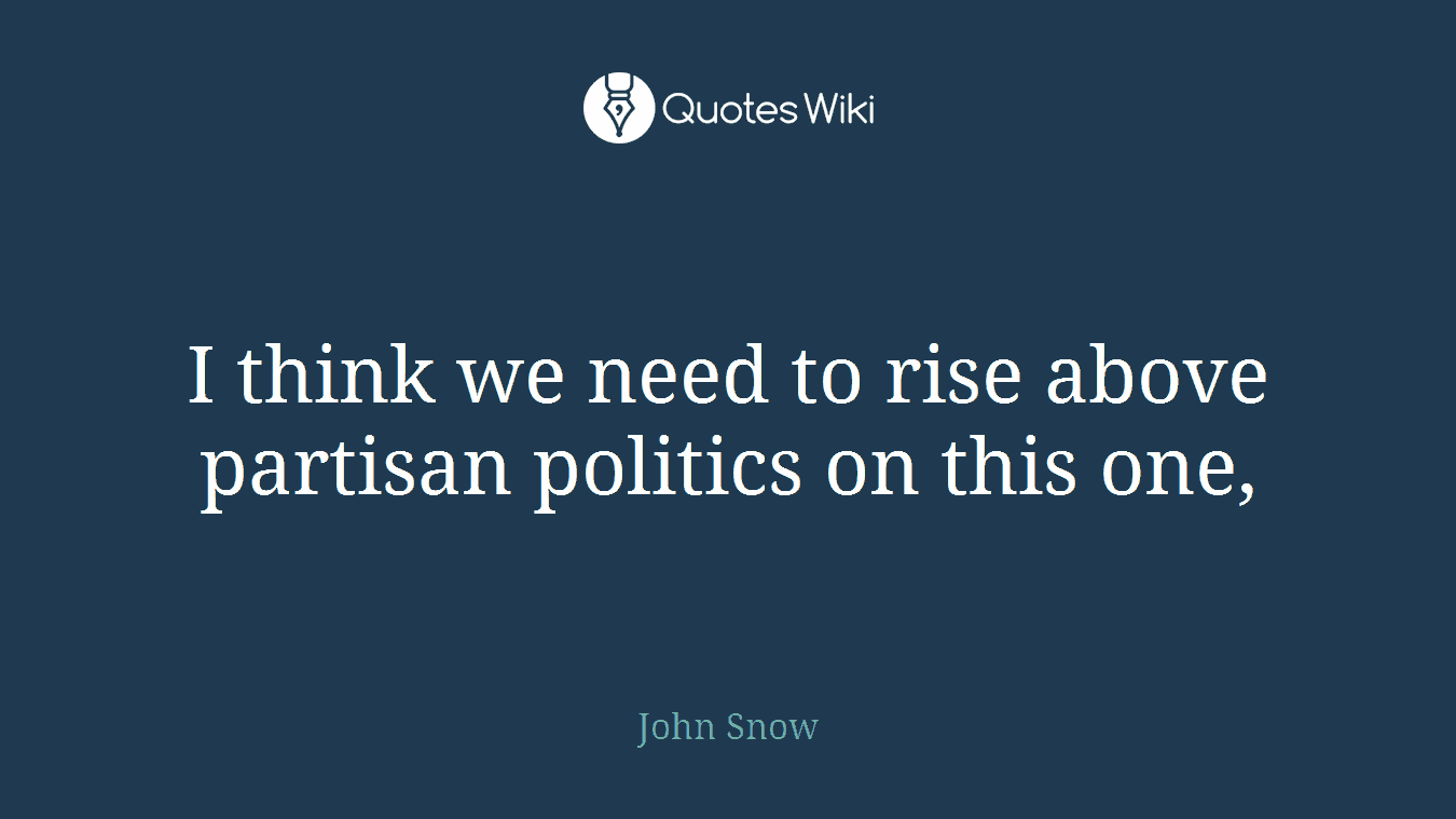 I think we need to rise above partisan politics on this one,