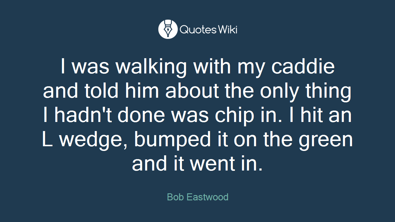 I was walking with my caddie and told him about the only thing I hadn't done was chip in. I hit an L wedge, bumped it on the green and it went in.
