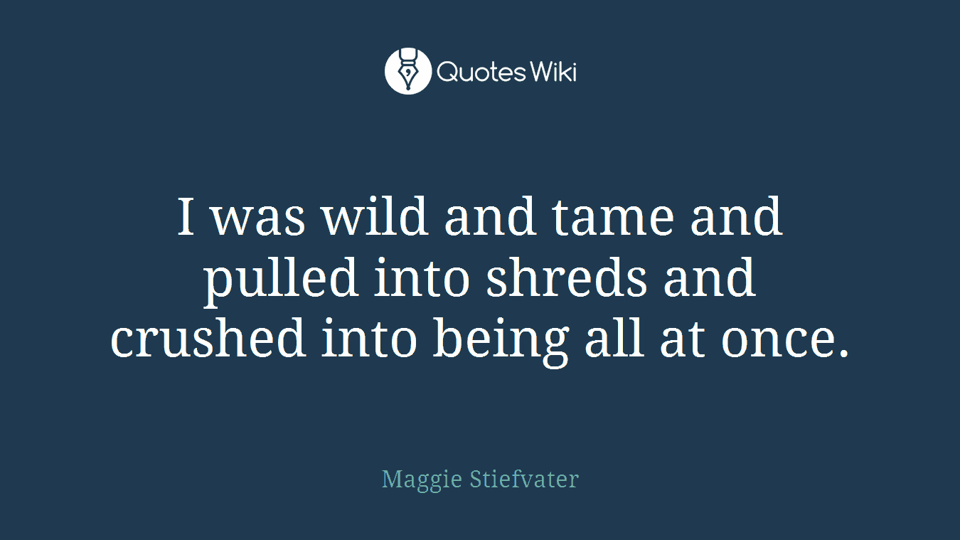 I was wild and tame and pulled into shreds and crushed into being all at once.