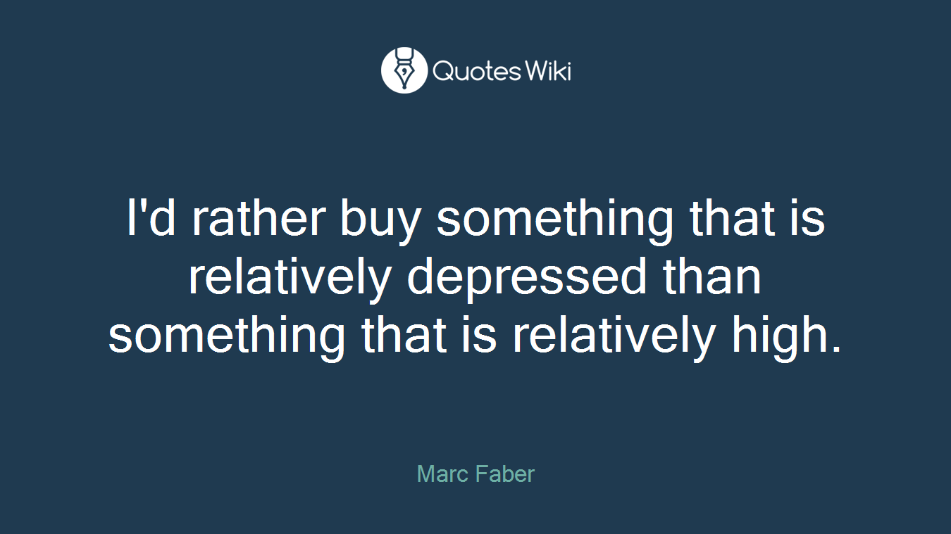 I'd rather buy something that is relatively depressed than something that is relatively high.