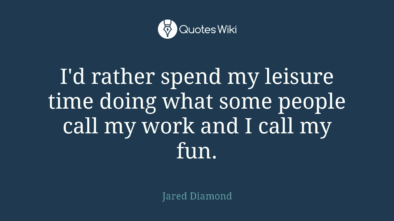 I'd rather spend my leisure time doing what some people call my work and I call my fun.