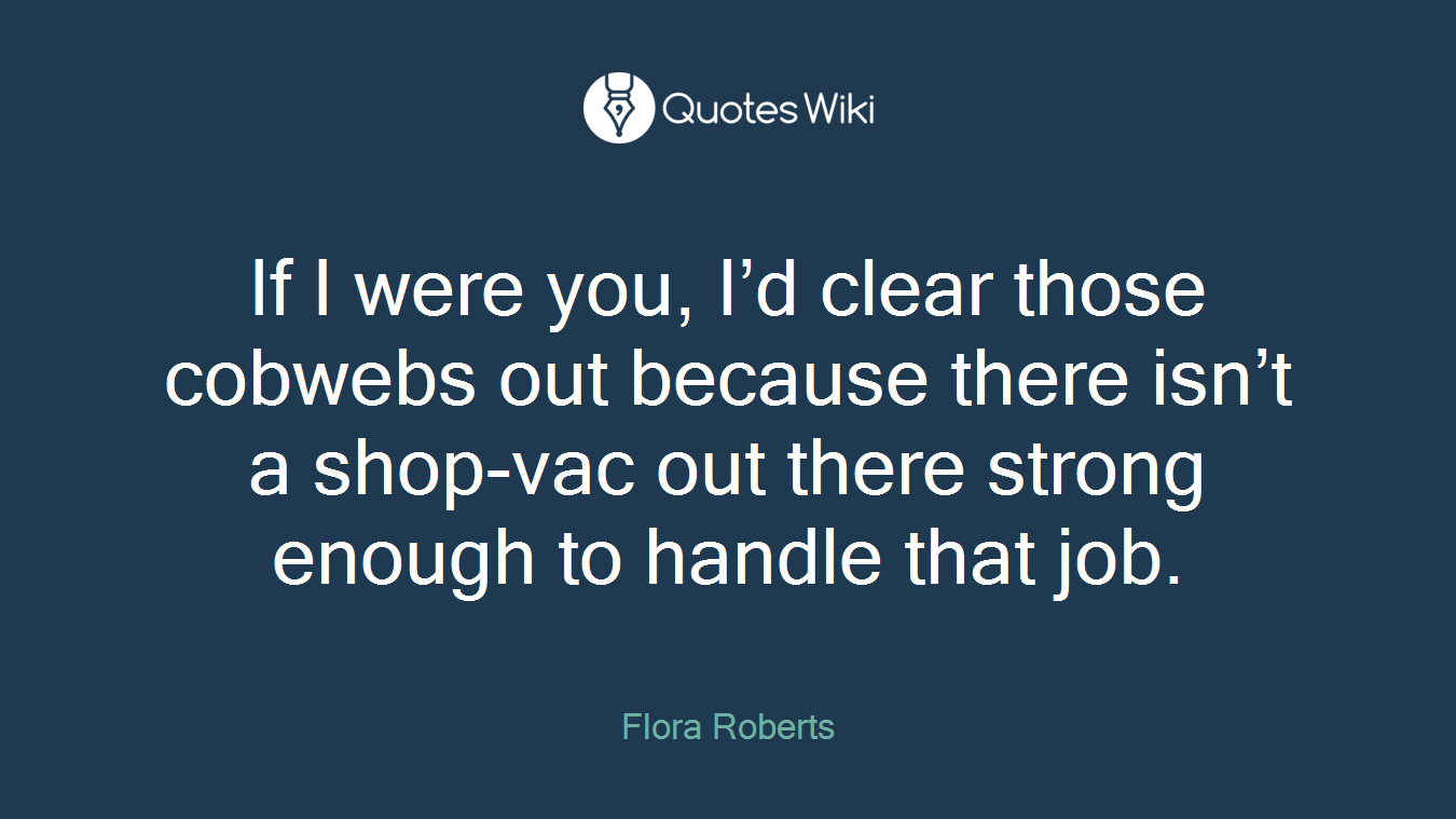 If I were you, I’d clear those cobwebs out because there isn’t a shop-vac out there strong enough to handle that job.