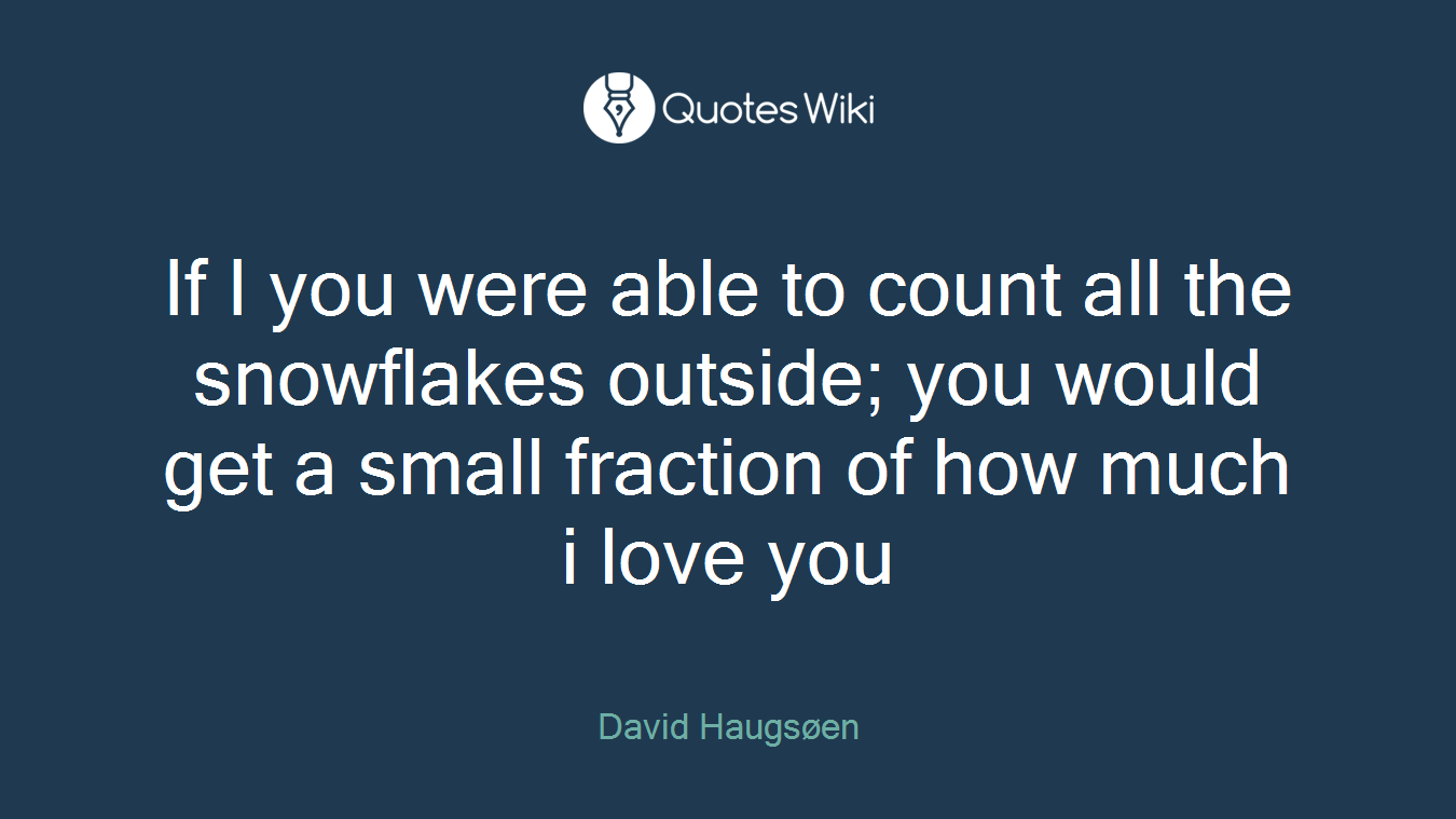 If I you were able to count all the snowflakes outside; you would get a small fraction of how much i love you
