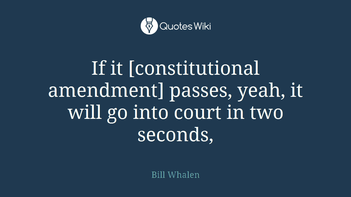 If it [constitutional amendment] passes, yeah, it will go into court in two seconds,